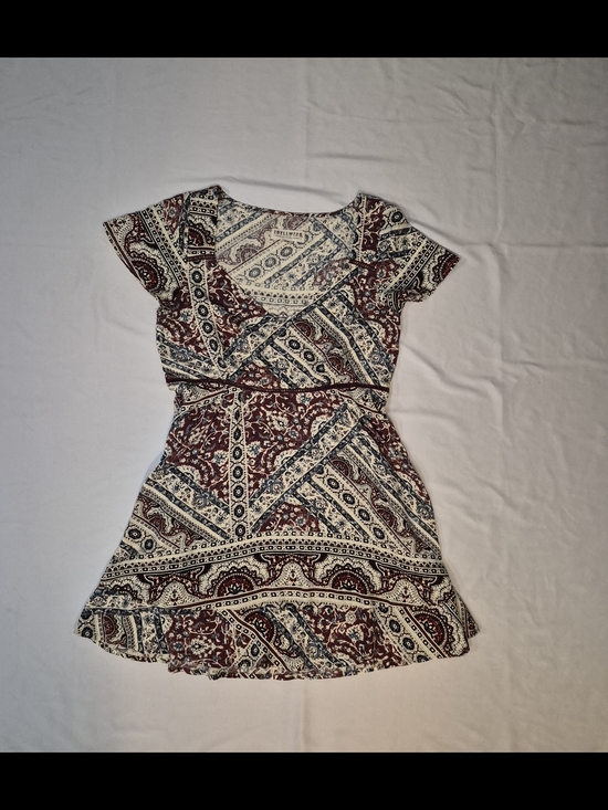 Idyllwind Dresses & Skirts - Idyllwind Medium Boho Paisley Dress | Burgundy & Cream Short Sleeve Mini Dress